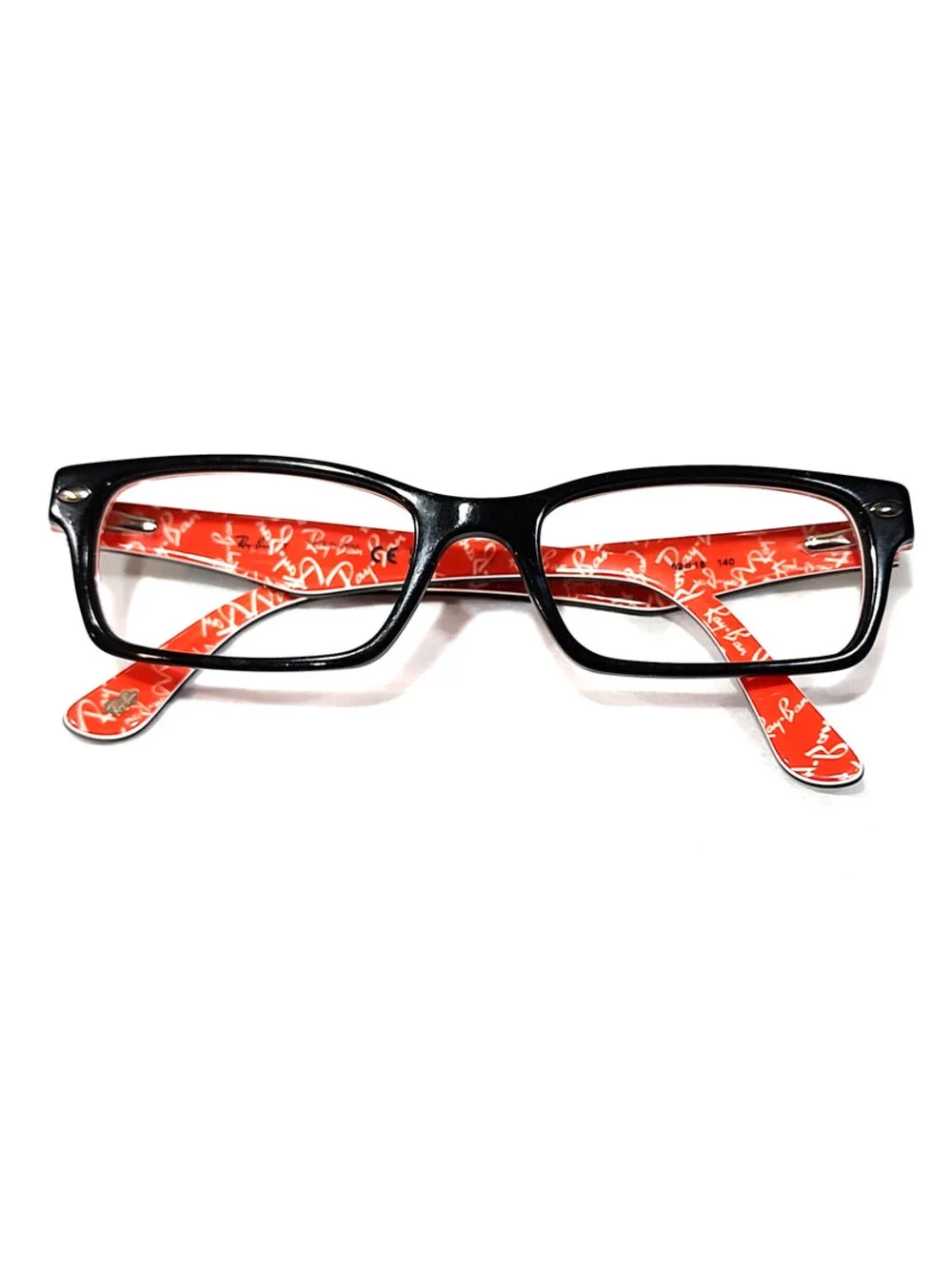 Ray Ban RB5206 2479 Black Red Rectangle Eyeglasses 52-18 140